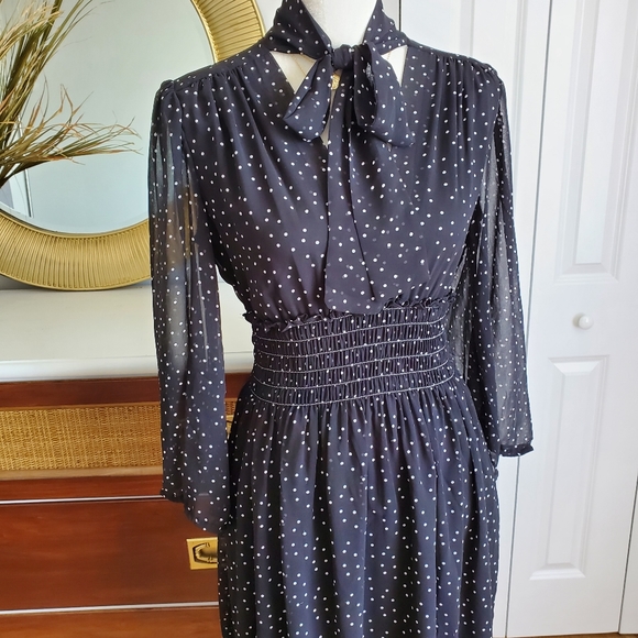Max Studio black white polka dot chiffon dress - Picture 2 of 9